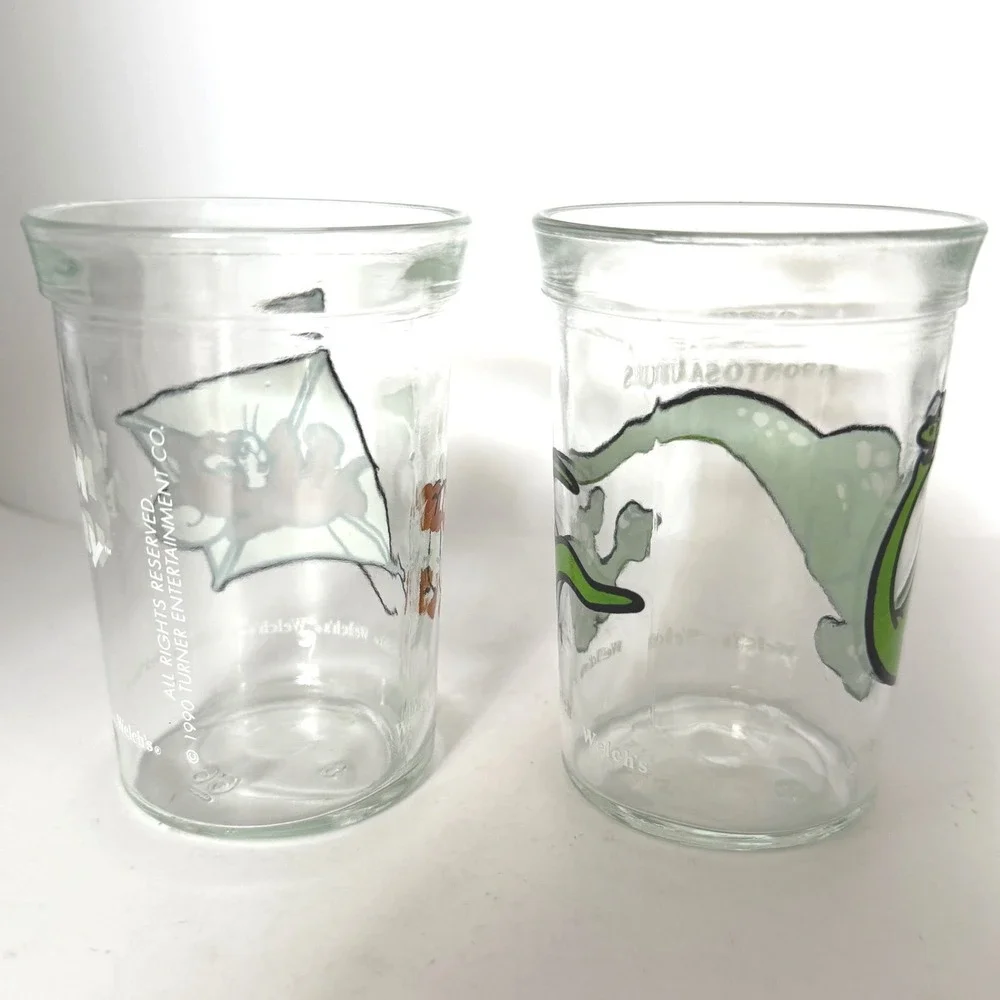 VTG Anchor Glass Welch's Tom & Jerry Glass Dino Jerry‎ Mouse 1990 Set